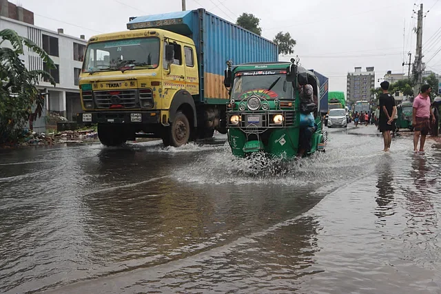 Water on the Dhaka-Chattogram highway. The picture was taken from thana area of Chauddagram upazila on Thursday.